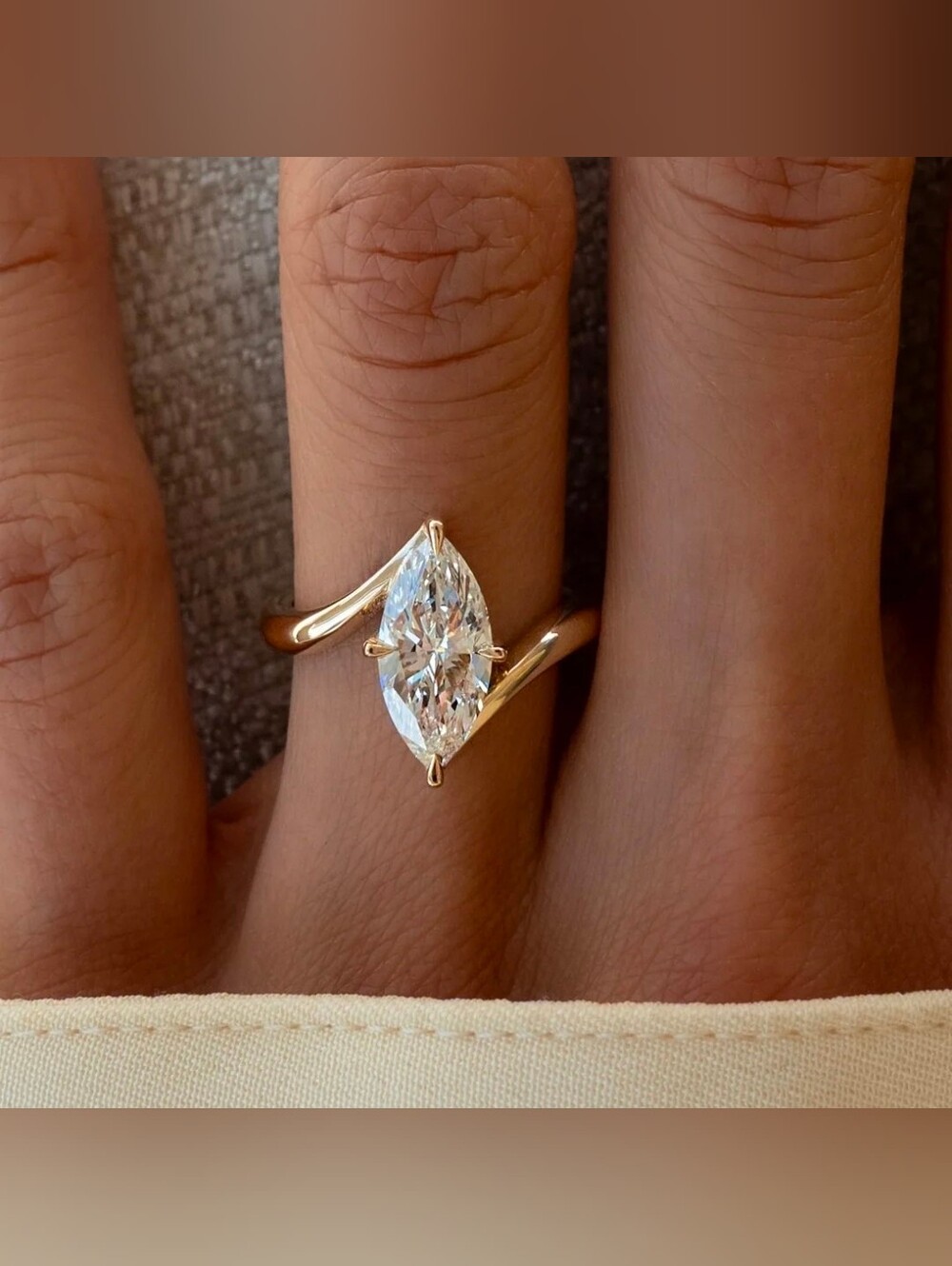 $8 Each Or Bundle 5/$20 Marquise Solitaire Twist Ring in Yellow Gold